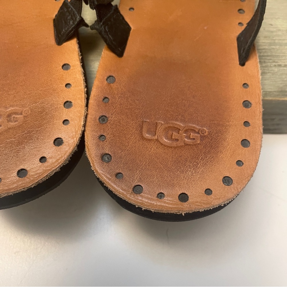 UGG Black Braided Leather Sandals 9 - Picture 5 of 8